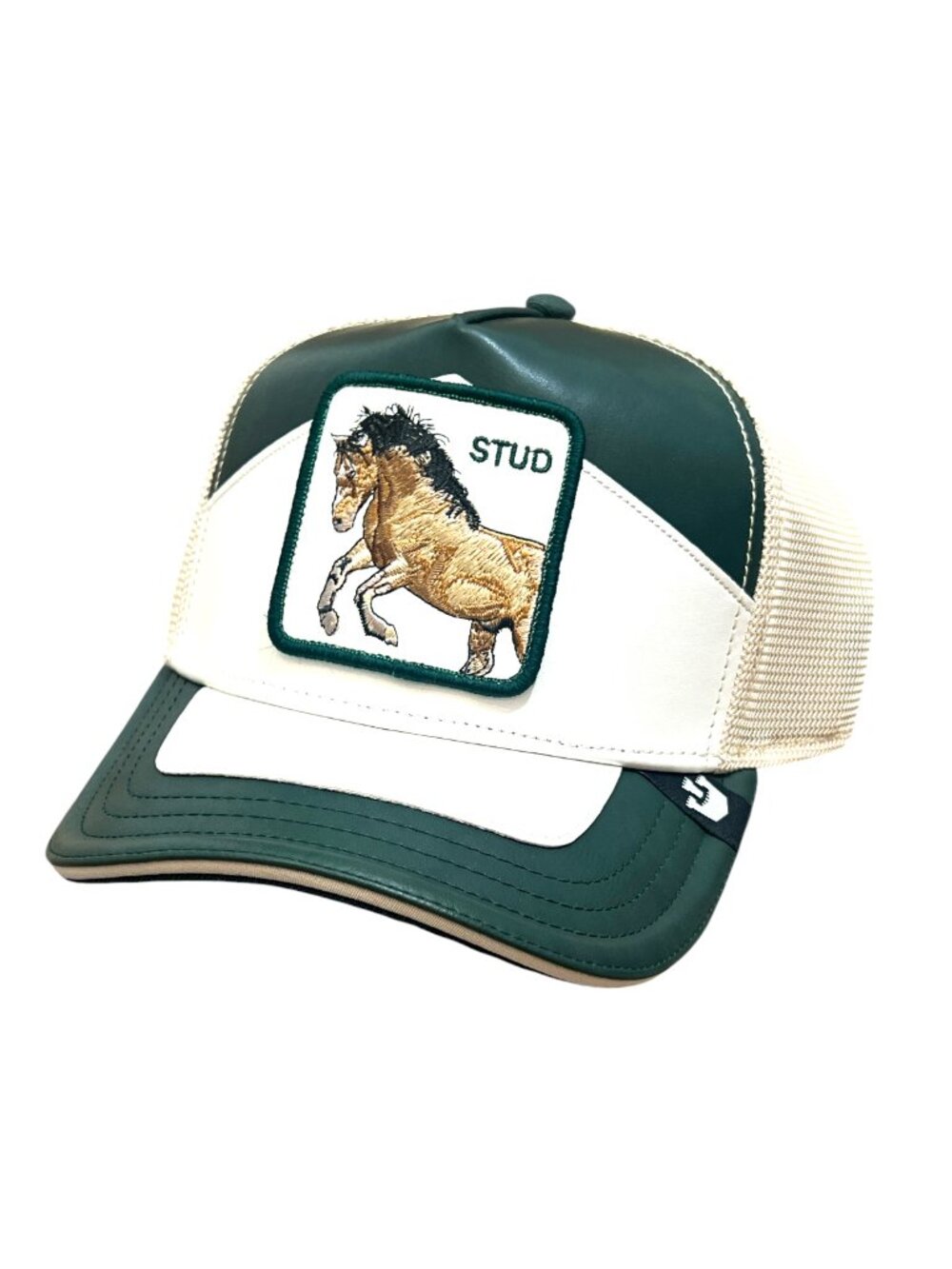 Goorin Bros The Farm Stud Horse Leather Snapback Hat Green New $55
